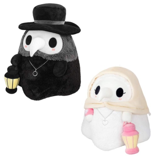 Plague Doctor Plush,Halloween Luminous Dolls,Bird Beak Doctor Plush Dolls,Nurse Toys Cartoon Sewing Steampunk Plush Couple Plushies Gifts Halloween Party Prom Props Witch Doctor (7.8In,2Pcs) - 