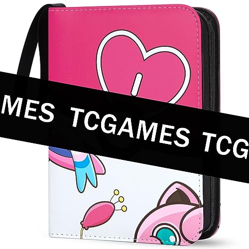 Tcgames Card Binder 4-Pocket, 440 Pockets Card Holder with 55 Sleeves Pink