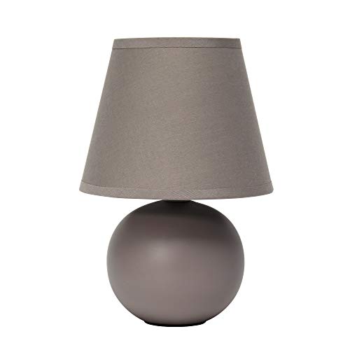 Simple Designs LT2008-GRY Mini Ceramic Globe Table Lamp with Matching Fabric Shade, Gray 5.51 x 5.51 x 8.66 - Gray - 1