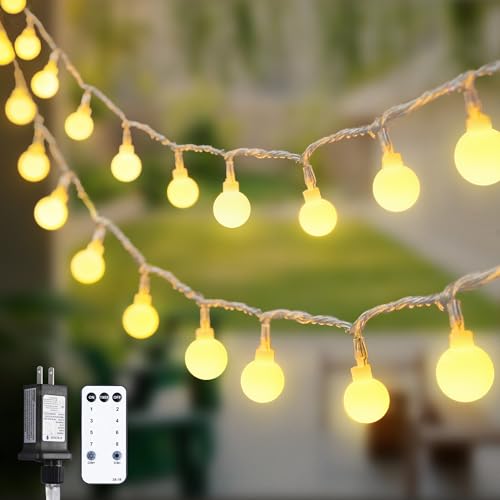 100ft Globe String Lights Indoor Outdoor Waterproof, 200 LED Christmas fairy Lights Plug in with Remote, Connectable Hanging Lights for Bedroom Tent Camping Patio Wedding Garden Decor, Warm White - Warm White - Plug-200 LED