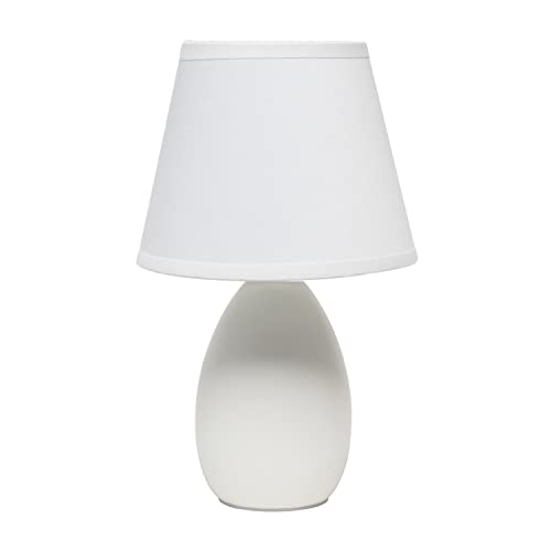 Simple Designs LT2009-OFF Mini Egg Oval Ceramic Table Desk Lamp, Off White , 5.51 x 5.51 x 9.45 - Off-White