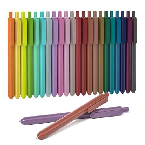 Shuttle Art Colored Retractable Gel Pens, 22 Unique Vintage Ink Colors, 11 Light and 11 Dark Vintage, Cute Pens 0.7mm Point Quick Drying for Writing Drawing Journaling Note Taking School Office Home - 11 Light + 11 Dark Vintage