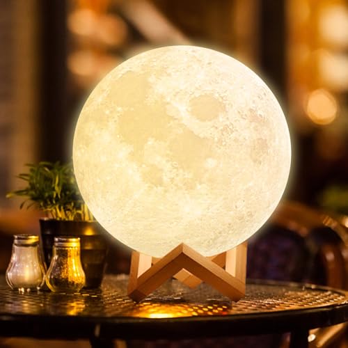 KIFACI Rechargeable Moon Lamp 5.9inch, 3D Moon Lights for Bedroom, Suitable as Kids Night Lights Bedroom Decorations - Moon - 5.9 inch