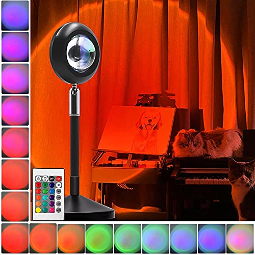 YouOKLight Sunset Lamp, Sunset Projection Lamp Sunset Projector Light 16 Colors Brightness Adjustable with Remote Control USB Charging Projection Night Light for Photography Party Home Living Room… - 16 Colors, Remote Control