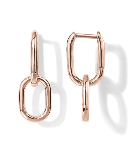 Paperclip Link Chain Earrings | Drop Dangle Earrings - Rose Gold