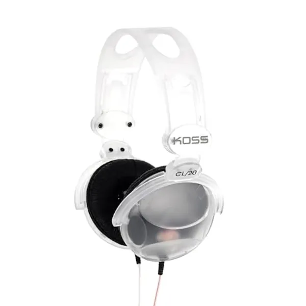 Koss CL/20 Clear Transparent On-Ear Headphones, Retro Look, 3.5mm plug, Adjustable Headband, Leatherette Cushions