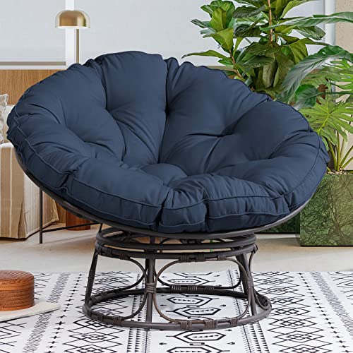 MeetLeisure 46'' Large Size Papasan Chair with Cushion - Blue