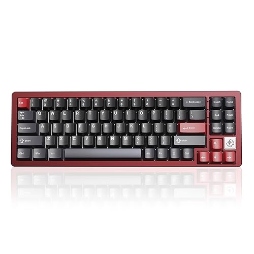 YUNZII AL71 68% Mechanical Keyboard, Full Aluminum CNC, Hot Swappable Gasket, 2.4GHz Wireless BT5.0/USB-C Wired Gaming Keyboard,NKRO Programmable RGB,for Win/Mac(Red,Crystal White Switch) - crystal white switch - red