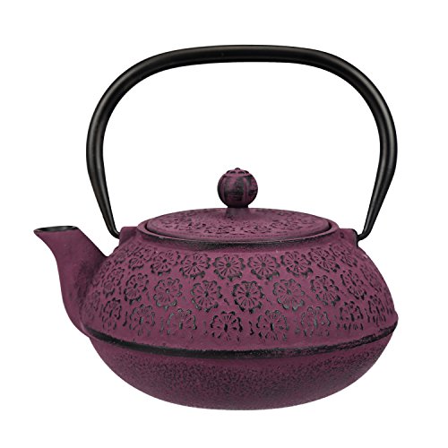 30 oz Cast Iron Purple Teapot