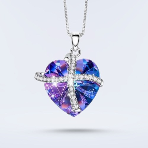 Holographic Gemstone Heart Necklace (8 Styles) - Amethyst Gemstone