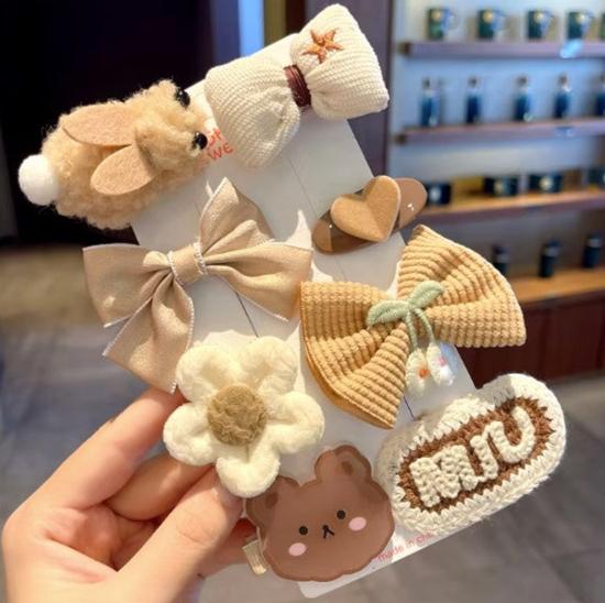 Cute Hair Clips Pins Set of 8 - Neutrals - Brown Neutrals