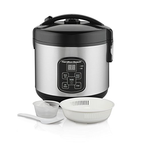 Hamilton Beach Digital Programmable Rice Cooker & Food Steamer, 8 Cups Cooked (4 Uncooked), With Steam & Rinse Basket, Stainless Steel (37518) - Stainless Steel (37518) - 8 Cups Cooked (4 Uncooked)