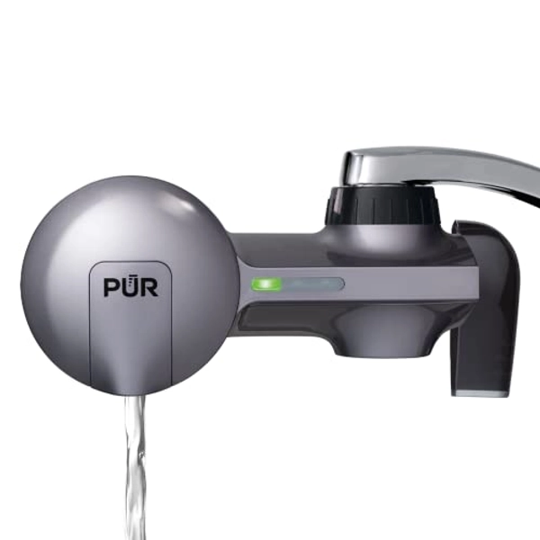 PUR PLUS Water Filtration System, Metallic Grey – Horizontal Faucet Mount for Crisp, Refreshing Water, PFM350V - Metallic Gray - Filtration System