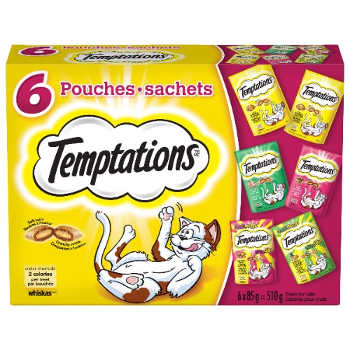TEMPTATIONS Cat Treats, Assorted Variety Pack, 510g (6x85g Pack) - 