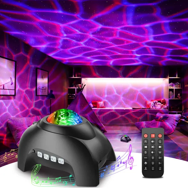Rossetta Star Projector, Galaxy Projector for Bedroom, Galaxy Light Projector Bluetooth Speaker and 8 White Noise, Night Light Projector for Kids Adults Game Room, Home Theater, Ceiling, Room Decor - Black Pro