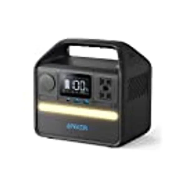 Anker 521 Portable Power Station, 256Wh Solar Generator (Solar Panel Optional) with LiFePO4 Battery Pack, 200W 6-Port PowerHouse, 2 AC Outlets, 60W USB-C PD Output, LED Light for Outdoor Camping, RV