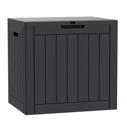Deck Box 30 Gallon Outdoor Storage Box for Food Deliveries, Patio Tools, Outdoor Cushions & Pillows, Garden Supplies, Pet Stuff and Pool Accessories, Black (Delivery Sign & Lock Included) - Black