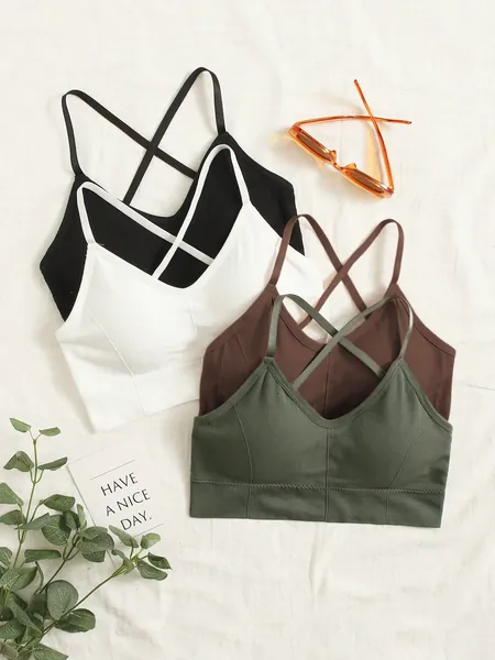 Yoga Basic 4 piezas Sujetador deportivo soporte alto de espalda con tira cruzada