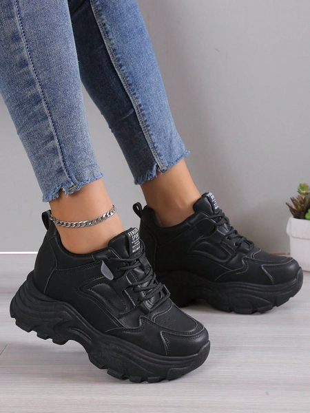 Zapatos Deportivos De Estilo Informal De Color Blanco Para Mujeres Que Aumenta La Altura Con Suelas Gruesas Estilo Zapatillas Deportivas Papá Para Personas De Baja Estatura