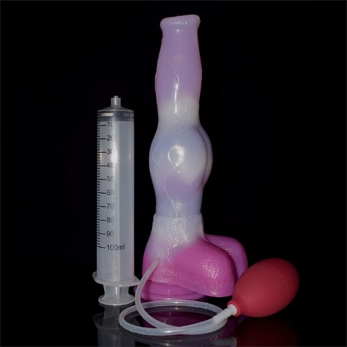 Ejaculating Squirting Dildo with Suction Cup 10Inch Silicone Animal Dildos Anal Butt Plug Sex Toys - Pink White