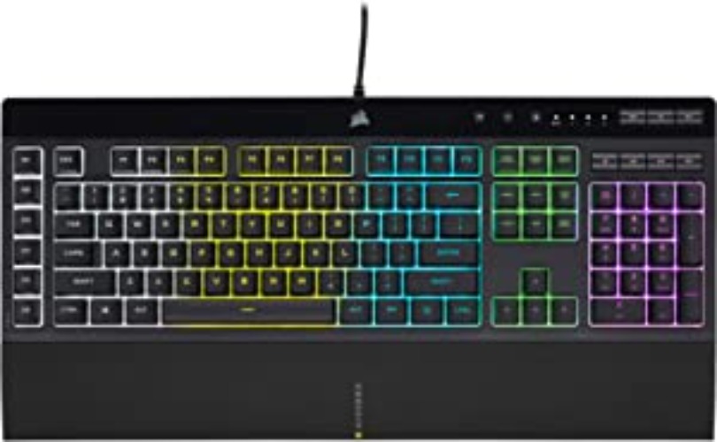 CORSAIR K55 RGB PRO-Dynamic RGB Backlighting - Six Macro Keys with Elgato Stream Deck Software Integration-IP42 Dust and Spill Resistant-Detachable Palm Rest-Dedicated Media and Volume Keys, Black - RGB PRO