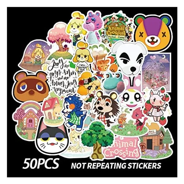 
                            50PCS Animal Crossing Game Stickers Hydro Flask Cute Wide World Villager Anime Sticker, Vinyl Waterproof Animal Crossing Sticker for Water Bottle, Laptop, Phone Case, Kids Birthday Party Gift
                        