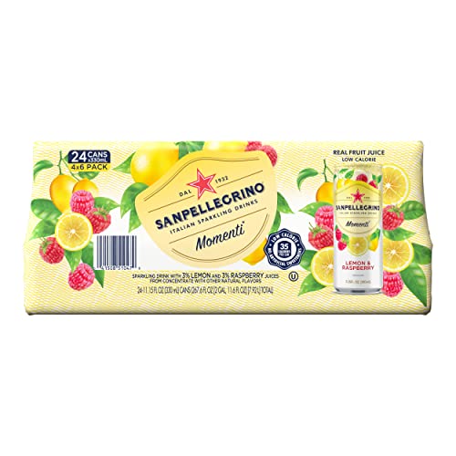 Sanpellegrino Momenti Lemon and Raspberry Flavored Italian Sparkling Drink, 24 Pack of 11.15 Fl Oz Cans - Lemon & Red Raspberry