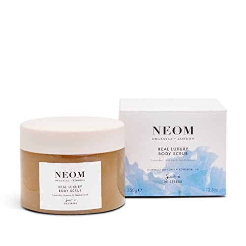 NEOM- Real Luxury Body Scrub | Luxury Body Scrub | Lavender & Sandalwood | 100% Natural Fragrance | Scent to De-Stress | Organic Vegan Hydrating Body Scrub