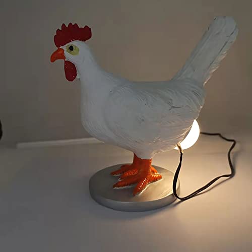 Chicken Egg Lamp, 3D LED Night Lights Rooster Table Lamp, Lifelike Resin Chicken Egg Lamp Light Light-up Easter Eggs Lamp, Hens Lay Eggs Desk Lamps Ornaments