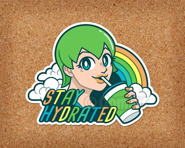 Anime &quot;Stay Hydrated!&quot; Sticker