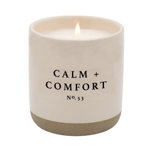 Sweet Water Decor Calm + Comfort Candle | Lavender, Patchouli, and Eucalyptus, Spa Scented Soy Wax Candle for Home | 12oz Stone Jar, 60+ Hour Burn Time, Made in the USA