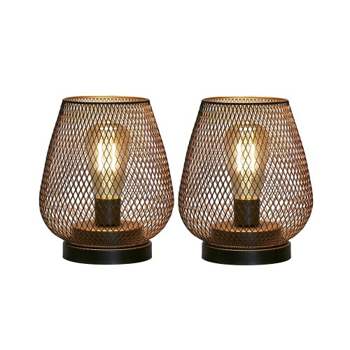 JHY DESIGN Set of 2 Metal Cage LED Lantern Battery Powered Cordless Accent Light with LED Great for Weddings Parties Patio Events for Indoors Outdoors