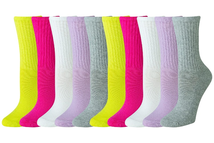 Amazon Essentials womens Cotton Lightly Cushioned Crew Socks