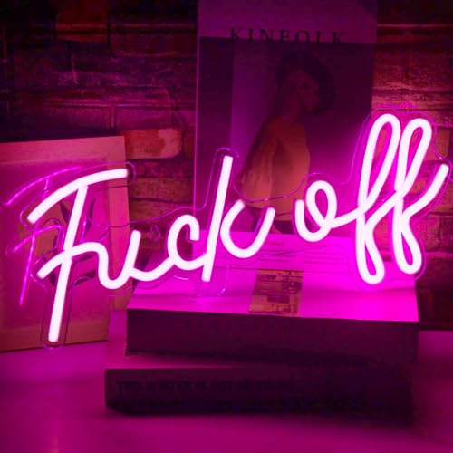 LUCUNSTAR Fuck Off Neon Sign,Pink Neon Sign,Bar Sign,Pink Room Decor,Neon Light for Wall Decor USB/Switch Operated Led Sign for Bedroom Wall Decor for Teen Room,Game Room,Bar Party Christmas Gift - Pink