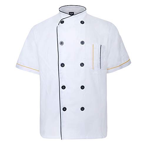 TopTie Unisex Short Sleeve Chef Coat Jacket - Large - White2
