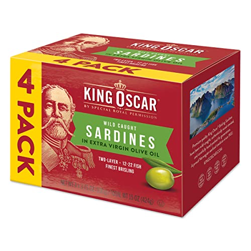 King Oscar Brisling Sardines in Extra Virgin Olive Oil, 3.75-Ounce Cans (Pack of 4)