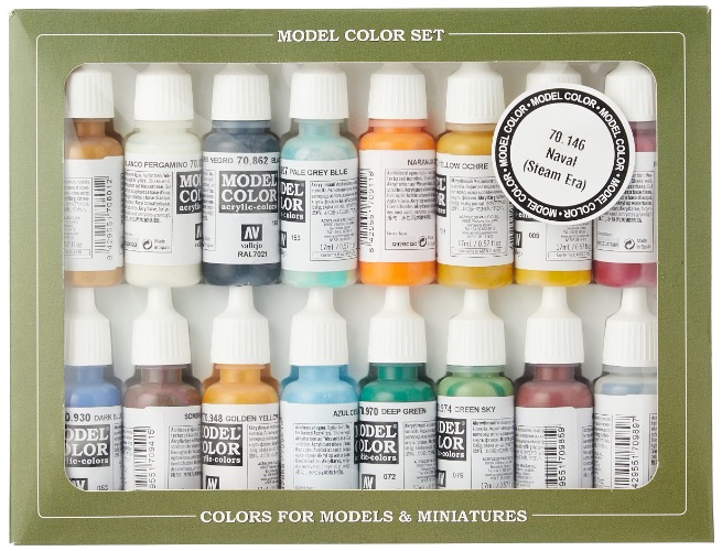 Vallejo Model Color Nava Steam Era Acrylic Paint Set - Assorted Colours (Pack of 16),17 ml - 