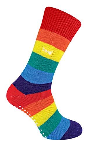 THMO - Mens & Ladies Warm Thermal Non Slip Rainbow Socks for Winter - 4-8 - Rainbow