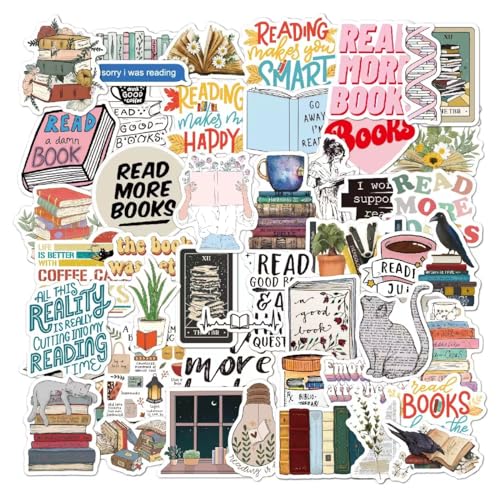 50pcs Book Stickers for Kindle, Bookish Reading Stickers for Laptop, Booktok Stickers Book Lover Clear Case Stickers Gifts Accessories for Teens Adults - 50 pcs - Love Reading-book