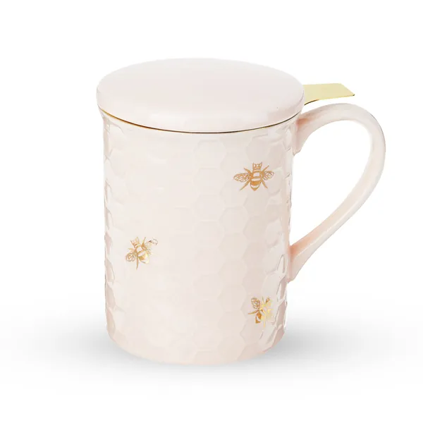 Annette: Honeycomb Ceramic Tea Mug & Infuser