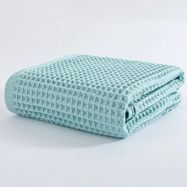 Cotton Waffle Bath Towel Sets - Blue / 2pc / 27.5" x 55" (Large)