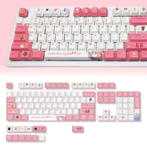 Sailor Moon Keycaps Set for Mechanical Keyboard, Pink Japnese Anime Key Caps