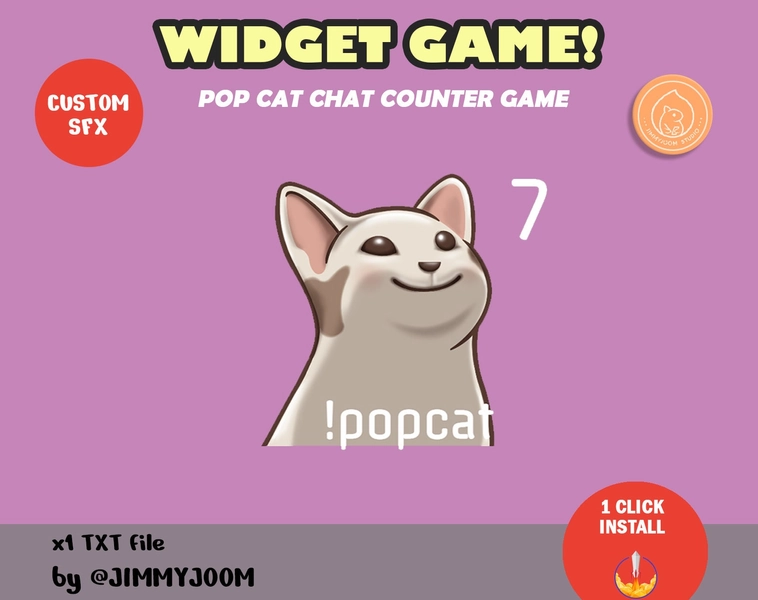 Pop Cat Custom Widget Counter / Chat Widget Game / Cat Meme Game / Cute Kawaii Cat Widget / Twitch Widget / Live Stream Widget Aesthetic