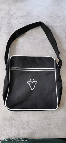 Black White Ghost Spirit Crossbody Bag Retro Flight Backpack Rucksack Horror Scary Film Comedy Accessory Alternative Goth Gothic Spooky Bat