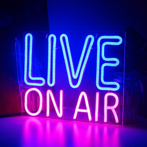 Looklight Live On Air Neon Teken Blauw Roze Letters Led Neon Licht Op Luchtteken Neon Woord Teken Led Wall Art voor Studio Slaapkamer Game Room Party Streaming Bar Club Decoratie met USB Power - roze