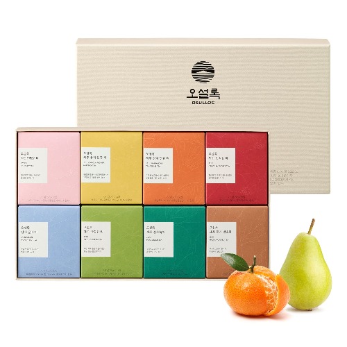 OSULLOC Premium Tea Collection Gift Set, Premium Organic Pure & Blended Tea from Jeju, Tea Bag Series 40 count, 8 flavors x 5 EA