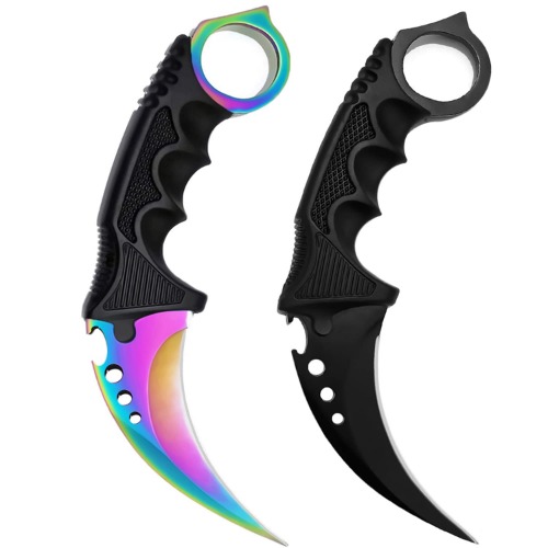 ZLIXING Karambit Knife 2 Pieces Fixed Blade Tactical Knives Survival Knife with Sheath Men Gifts Cool Stuff Gadgets for Hiking Fishing Hunting - Multicolored02