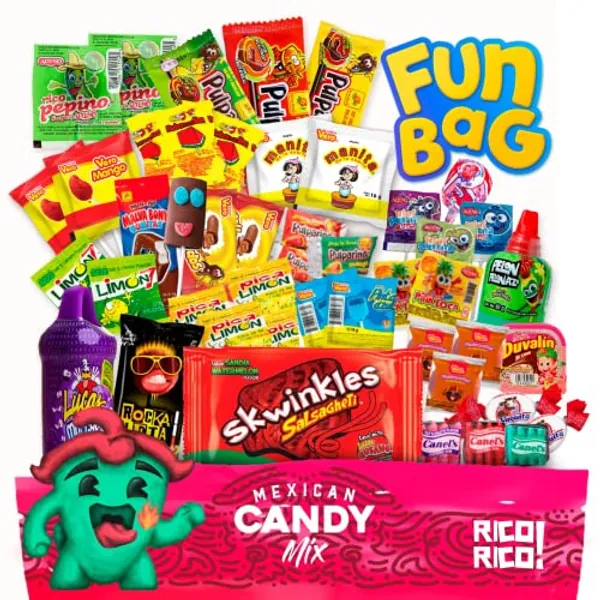 RICO RICO Mexican Candy 100 pcs - Dulces Mexicanos Surtidos, Mexican Snacks, Mexican Candies, Sweet and Spicy Candy Assortment Mix by RICO RICO - 100 Piece Set - Bag