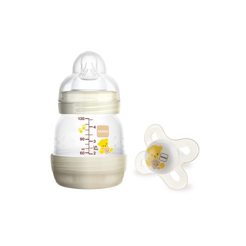 Mam Easy Start Baby Bottle 130ml + Silicone Nipple 0+ Months + Start Pacifier 0-2 Months - 