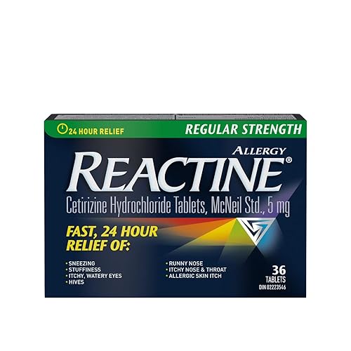 Reactine Regular Strength Antihistamine Tablets - 5mg Cetirizine Hydrochloride - 24 Hour Allergy Relief Medicine - 36 Count MADE IN CANADA - 36 Count (Pack of 1)